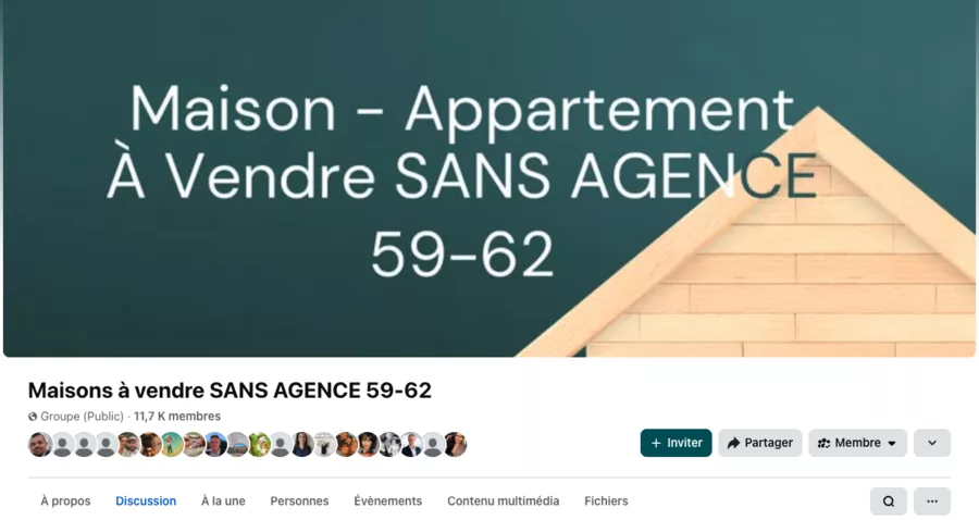 illustration d ela page facebook maison à vendre sans agence 59/62