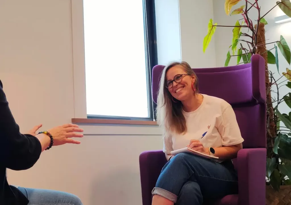 Claire Deprez lors d'un entretien de coaching en management
